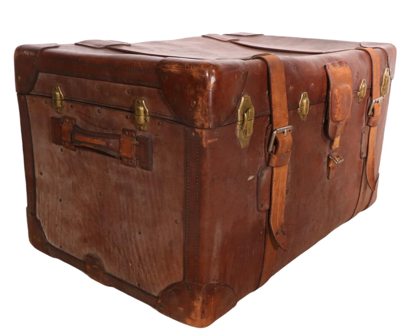 Large Leather Trunk by M. Wurzl & Sohne Made in Budapest, Karlsbad 9