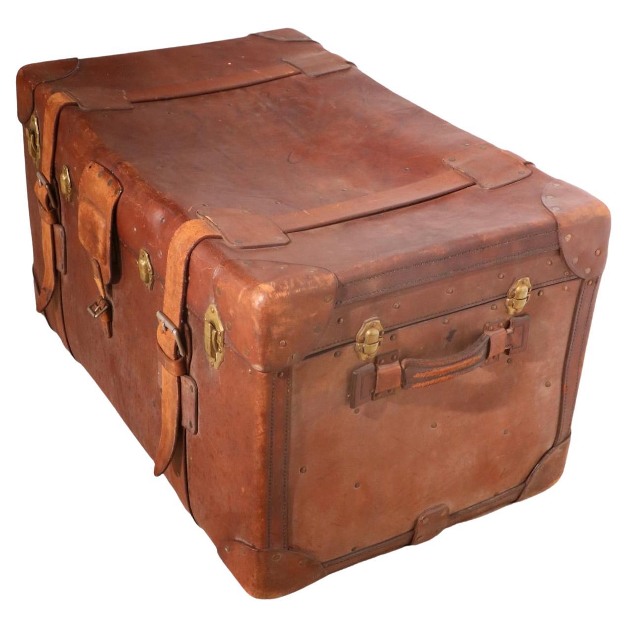Details about   Vintage Suitcase Trunk Train 10" Wood and Leather Retro Antique Decorative Chest 
