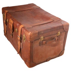 Large Leather Trunk by M. Wurzl & Sohne Made in Budapest, Karlsbad