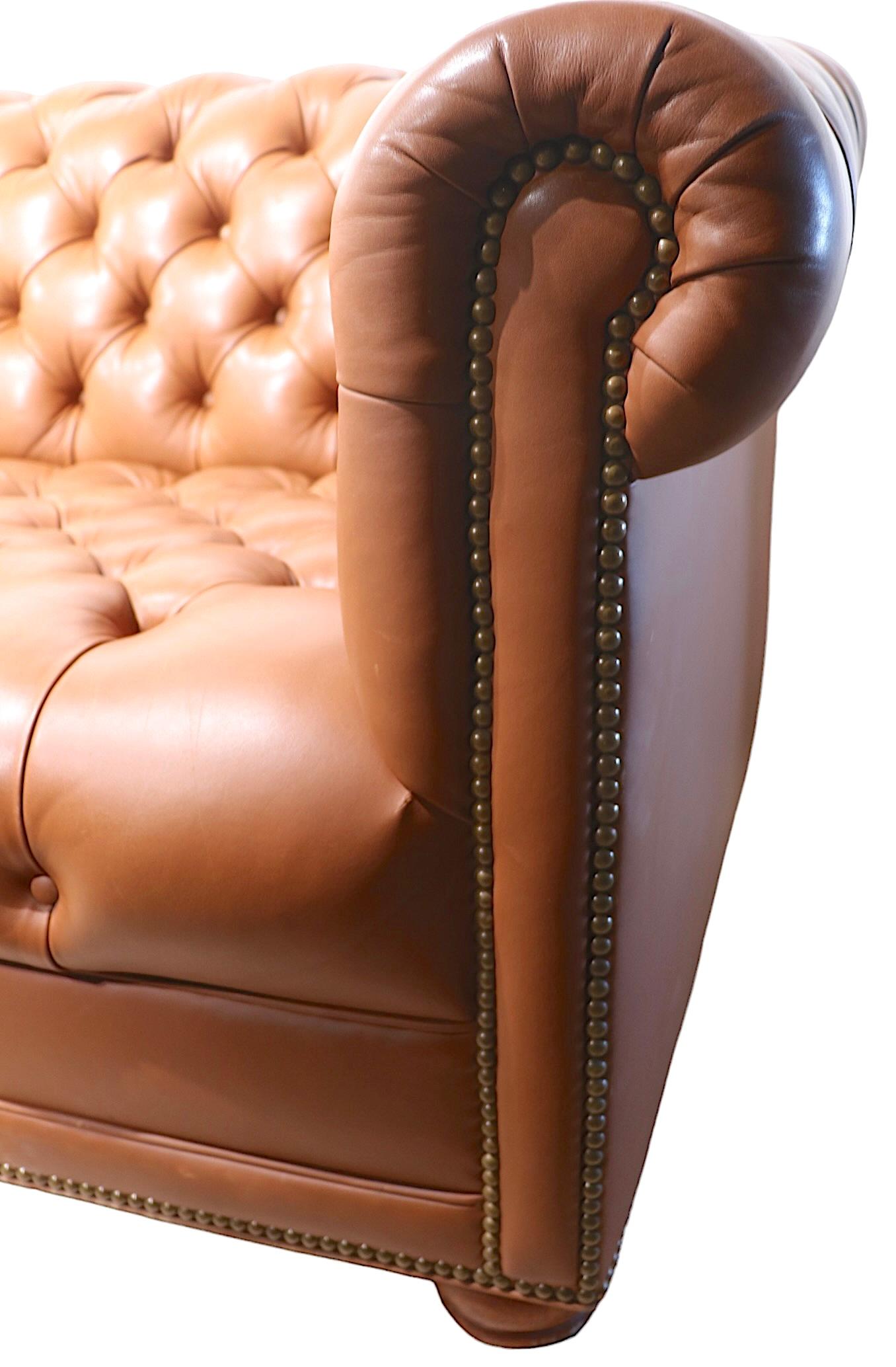 Large Leather Tufted Chesterfield Sofa by Cabot Wrenn For Sale 9