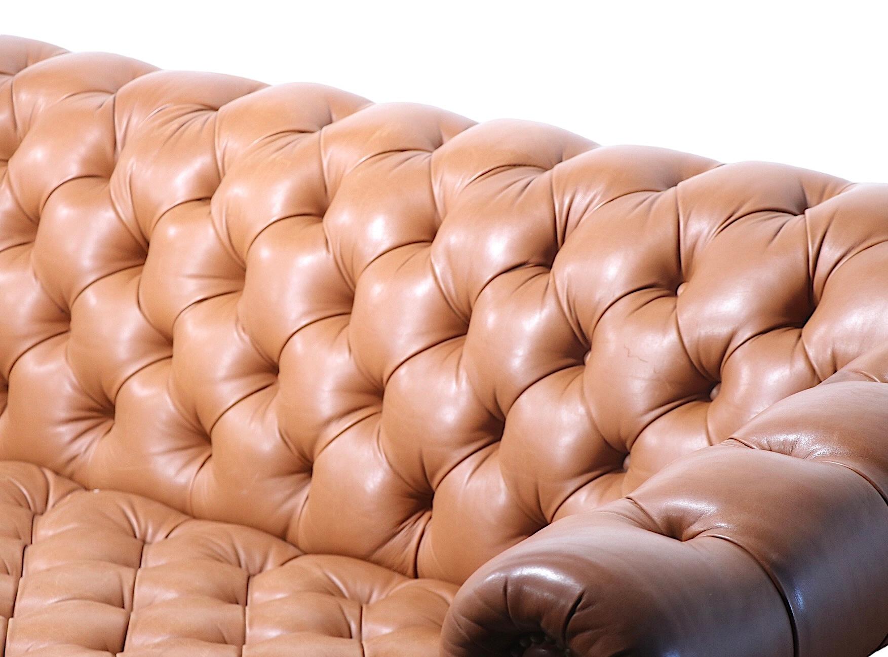 Large Leather Tufted Chesterfield Sofa by Cabot Wrenn For Sale 2