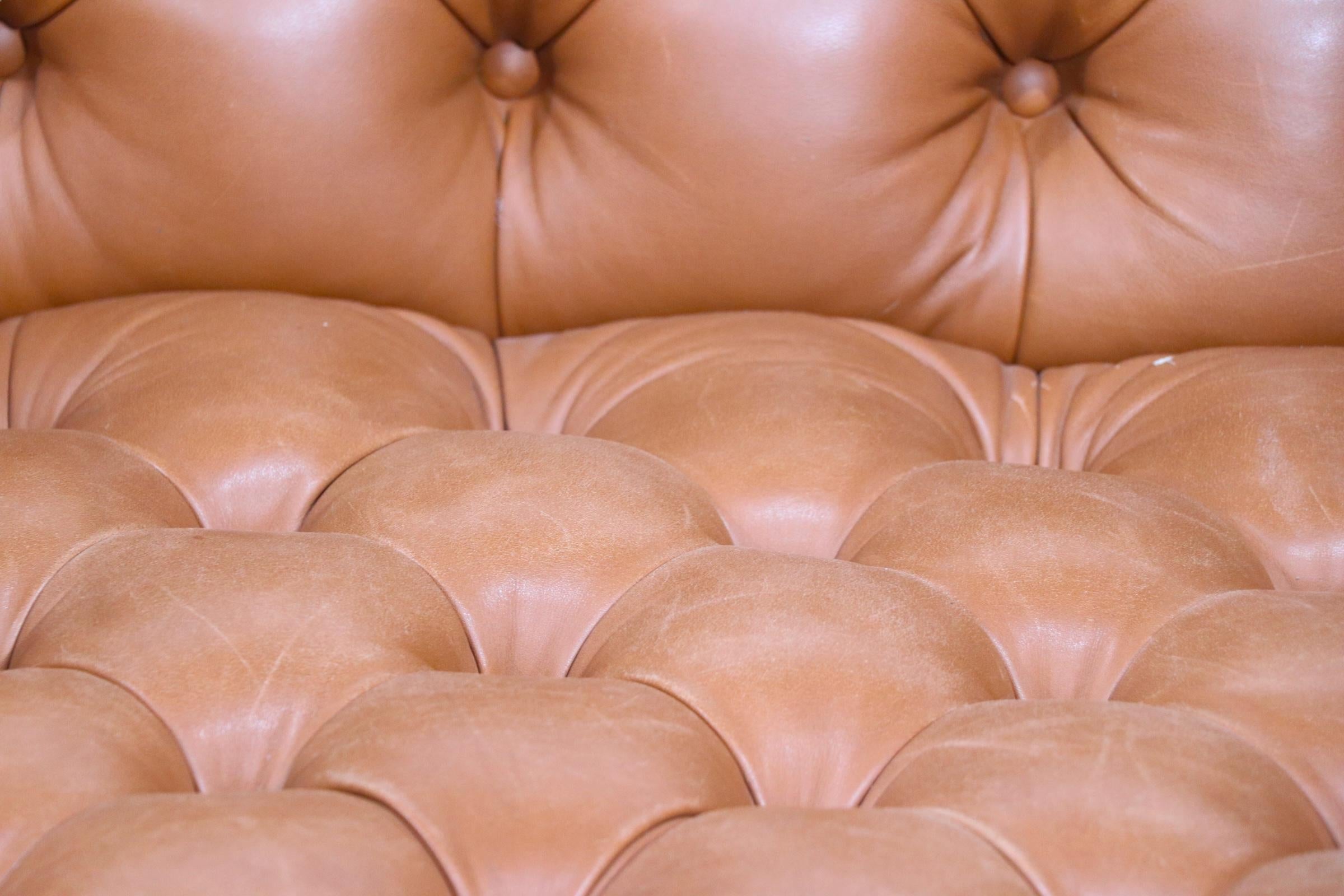 Large Leather Tufted Chesterfield Sofa by Cabot Wrenn For Sale 3