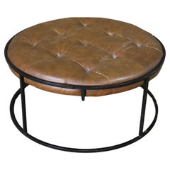 Used Large Leather Tufted Ottoman
