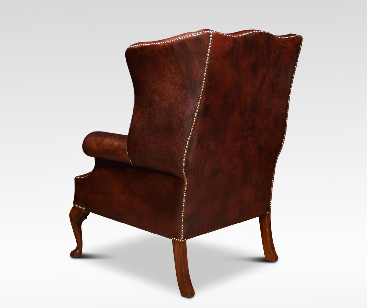 20th Century Large Leather Upholstered Wingback Armchair