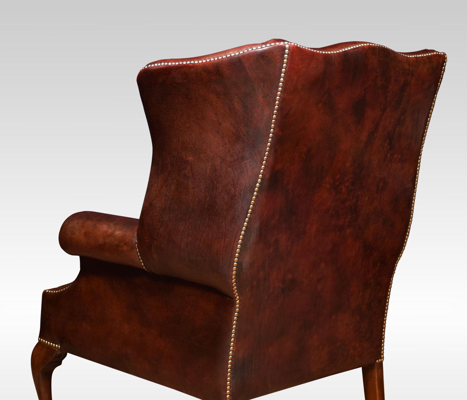 Large Leather Upholstered Wingback Armchair 1
