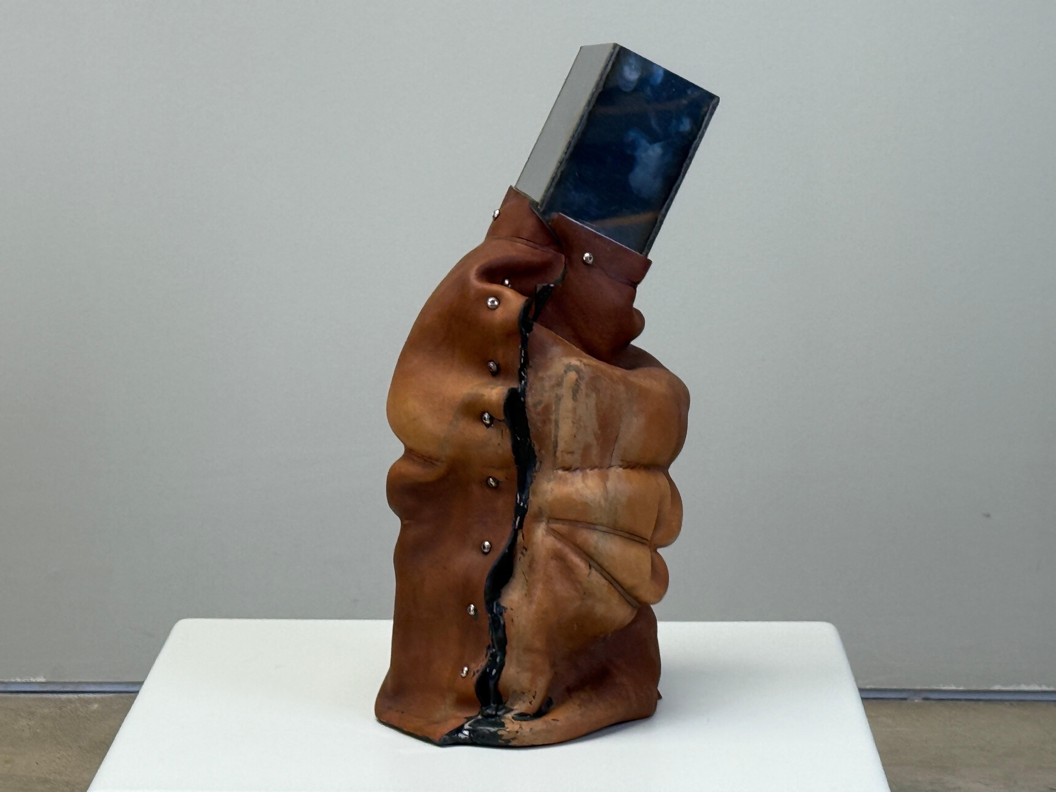 Acciaio inossidabile Large Leather Vase by Simon Hasan in vendita