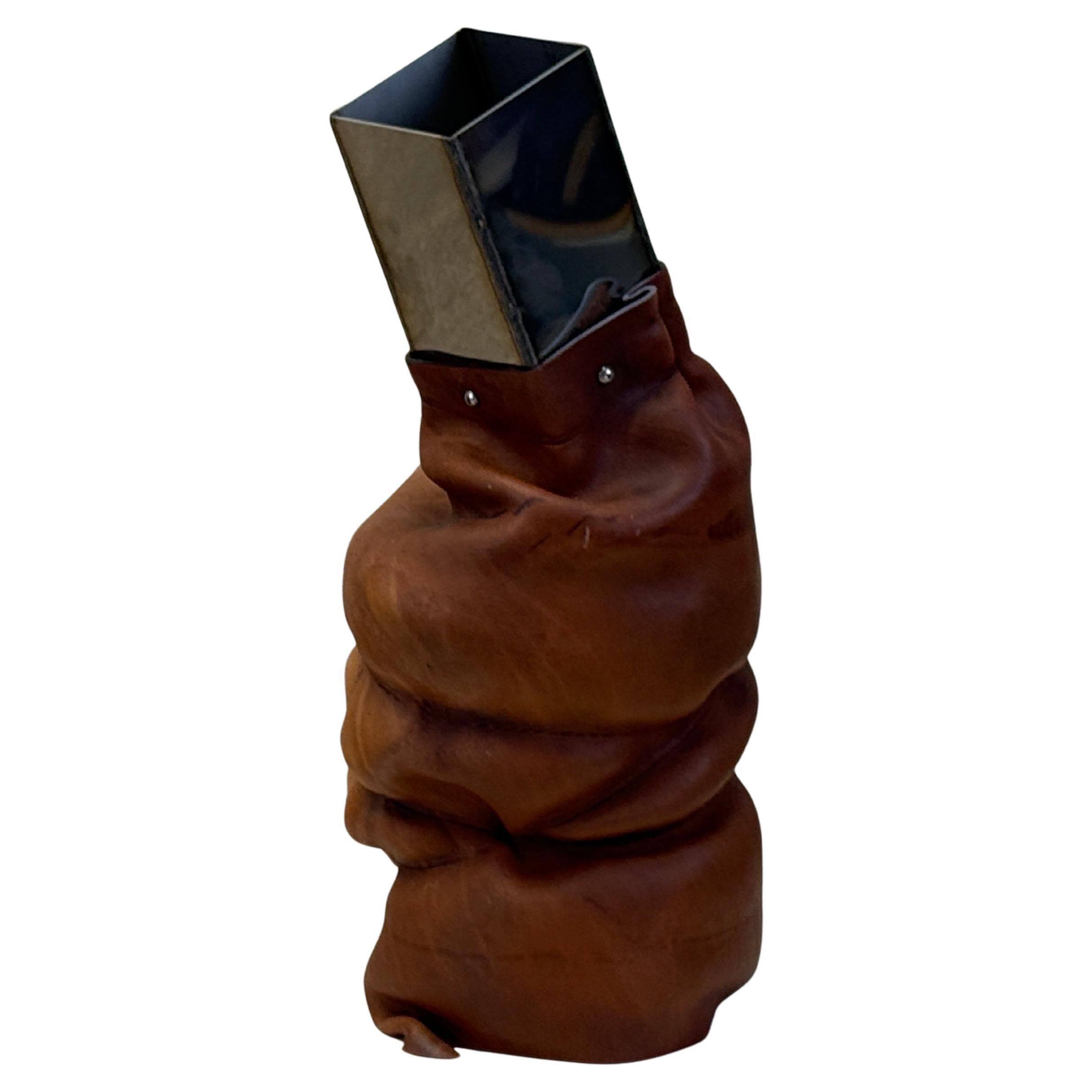 Large Leather Vase by Simon Hasan