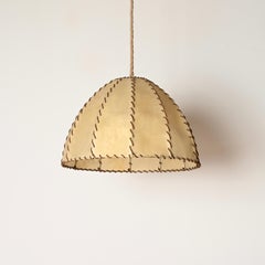 Large Leather, Vellum and Rope Italian Chandeliers, Max Ingrand, Italy 1940s