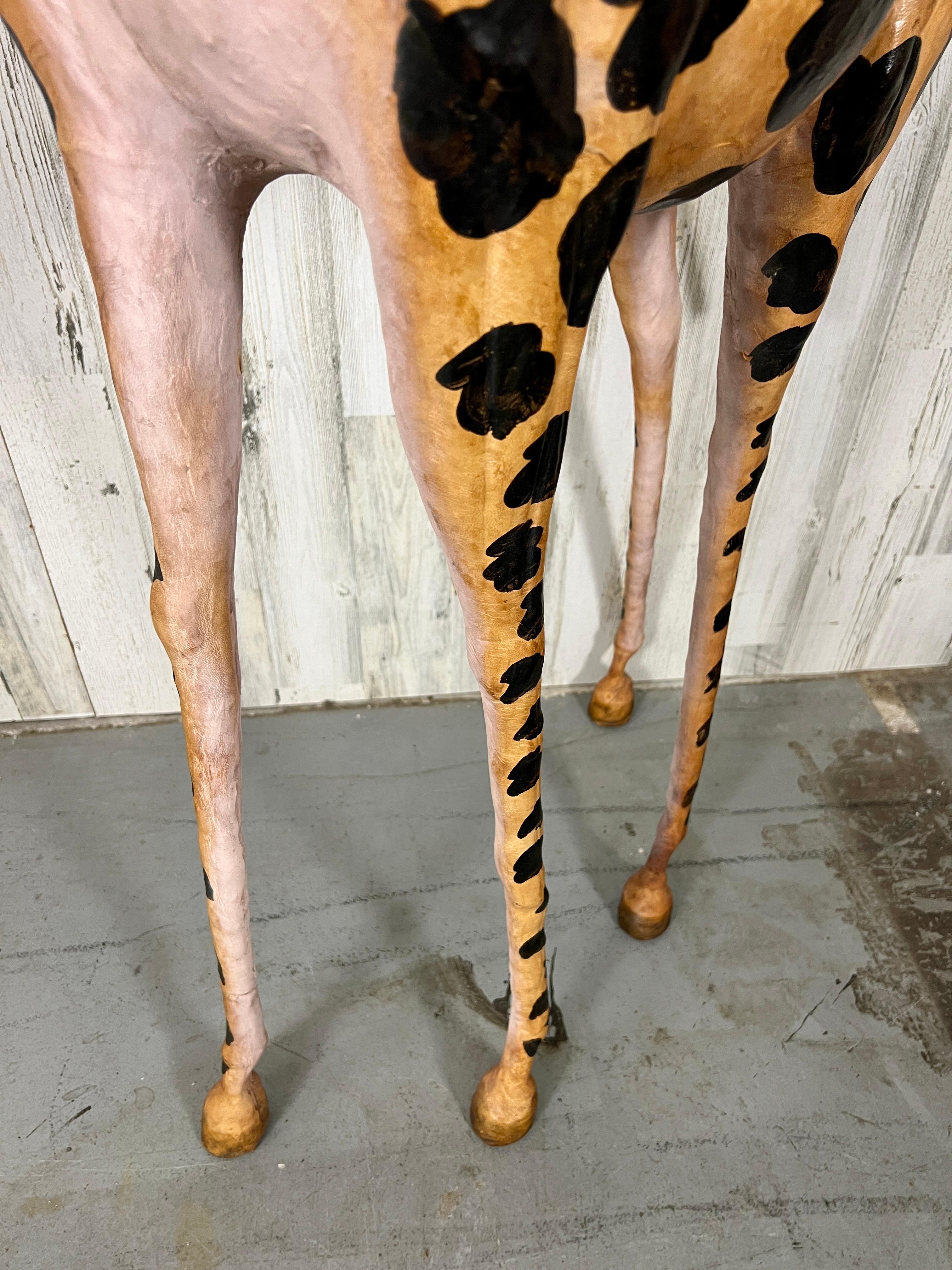Large Leather Wrapped Hand Painted Giraffe Sculpture  For Sale 3
