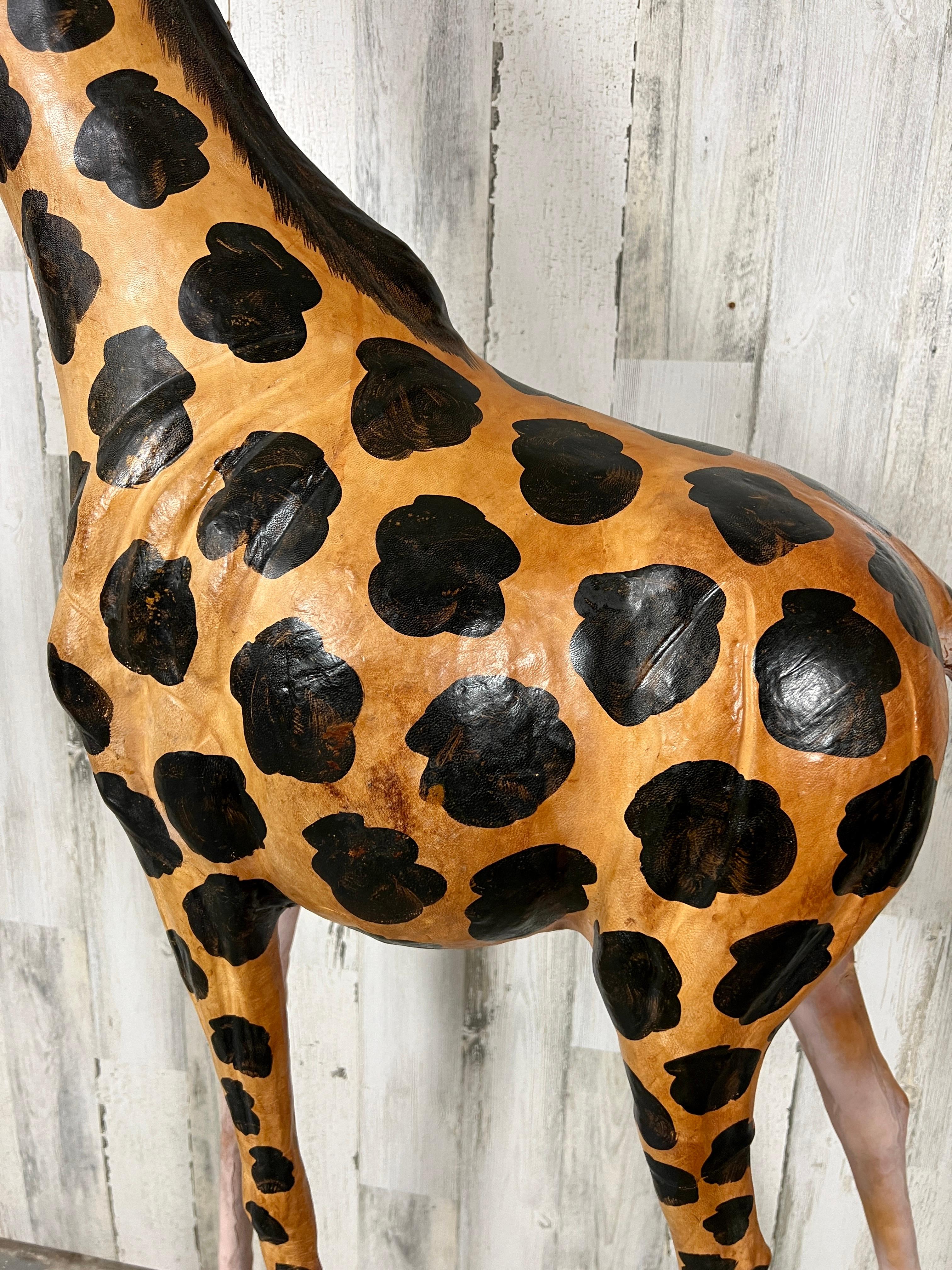 Large Leather Wrapped Hand Painted Giraffe Sculpture  For Sale 4