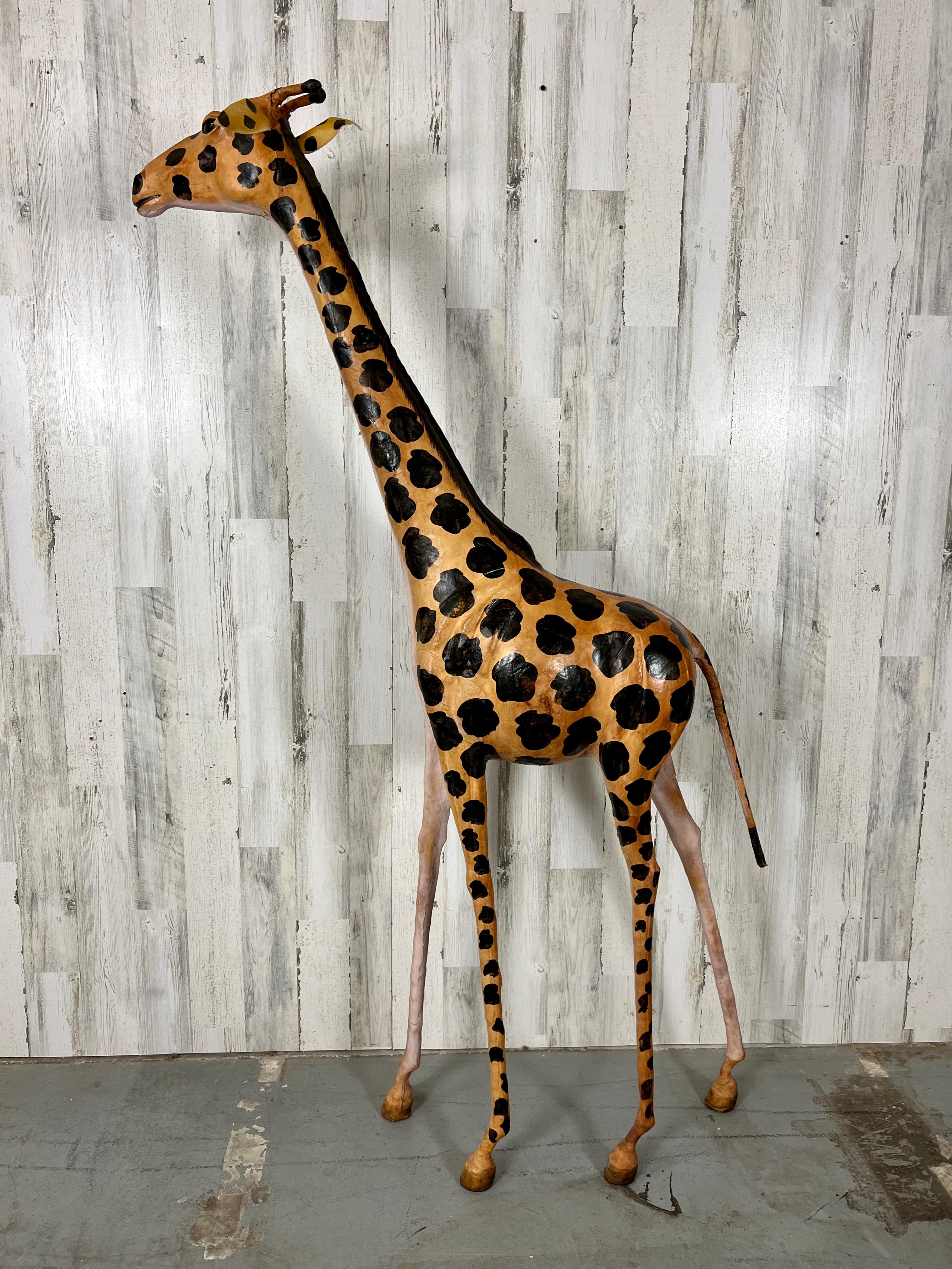 Large Leather Wrapped Hand Painted Giraffe Sculpture  For Sale 5