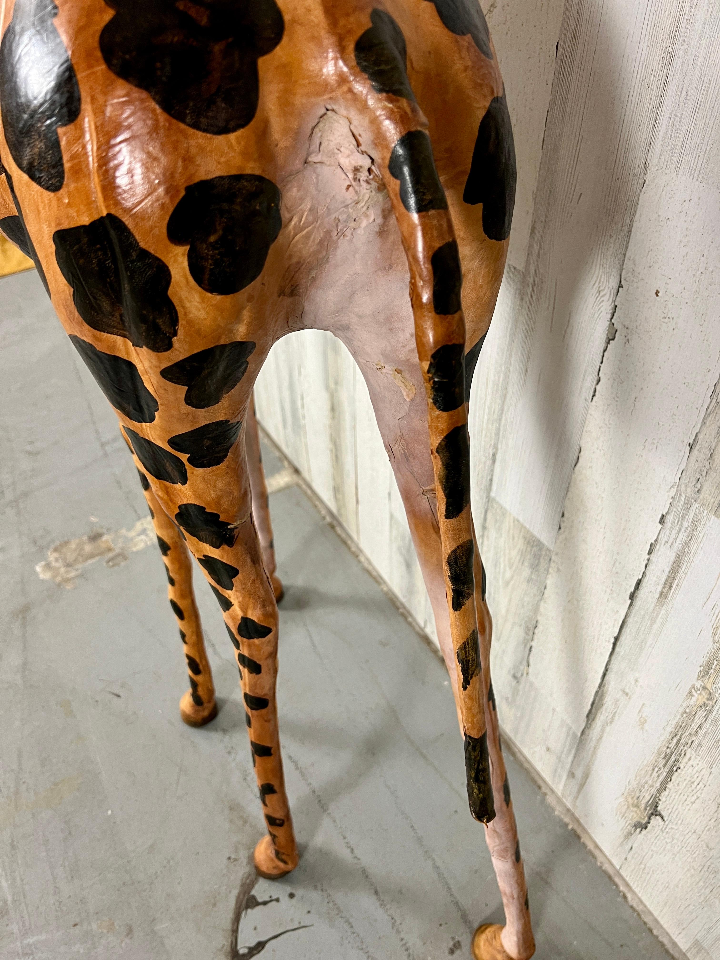 Large Leather Wrapped Hand Painted Giraffe Sculpture  For Sale 6