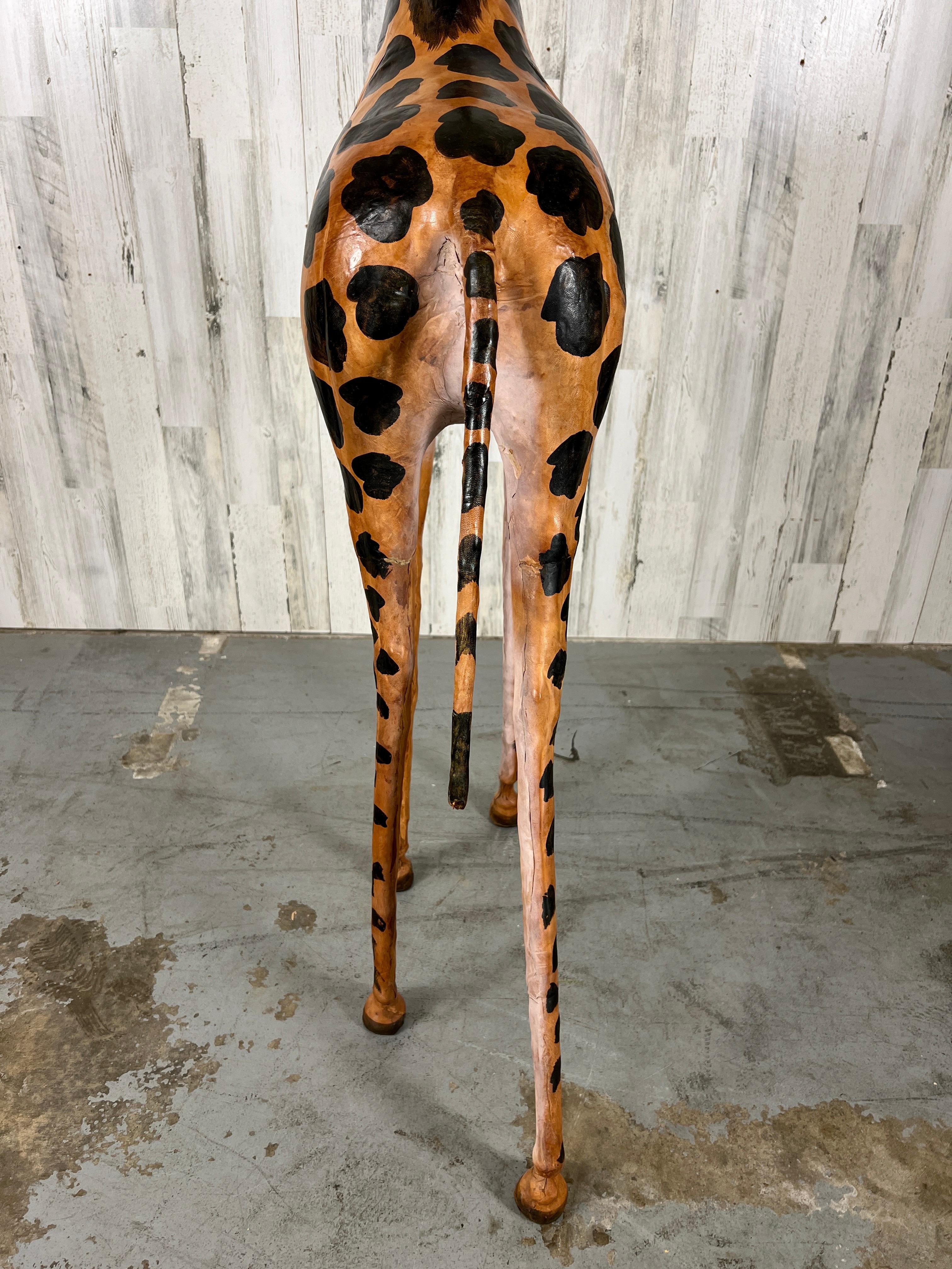 Large Leather Wrapped Hand Painted Giraffe Sculpture  For Sale 7
