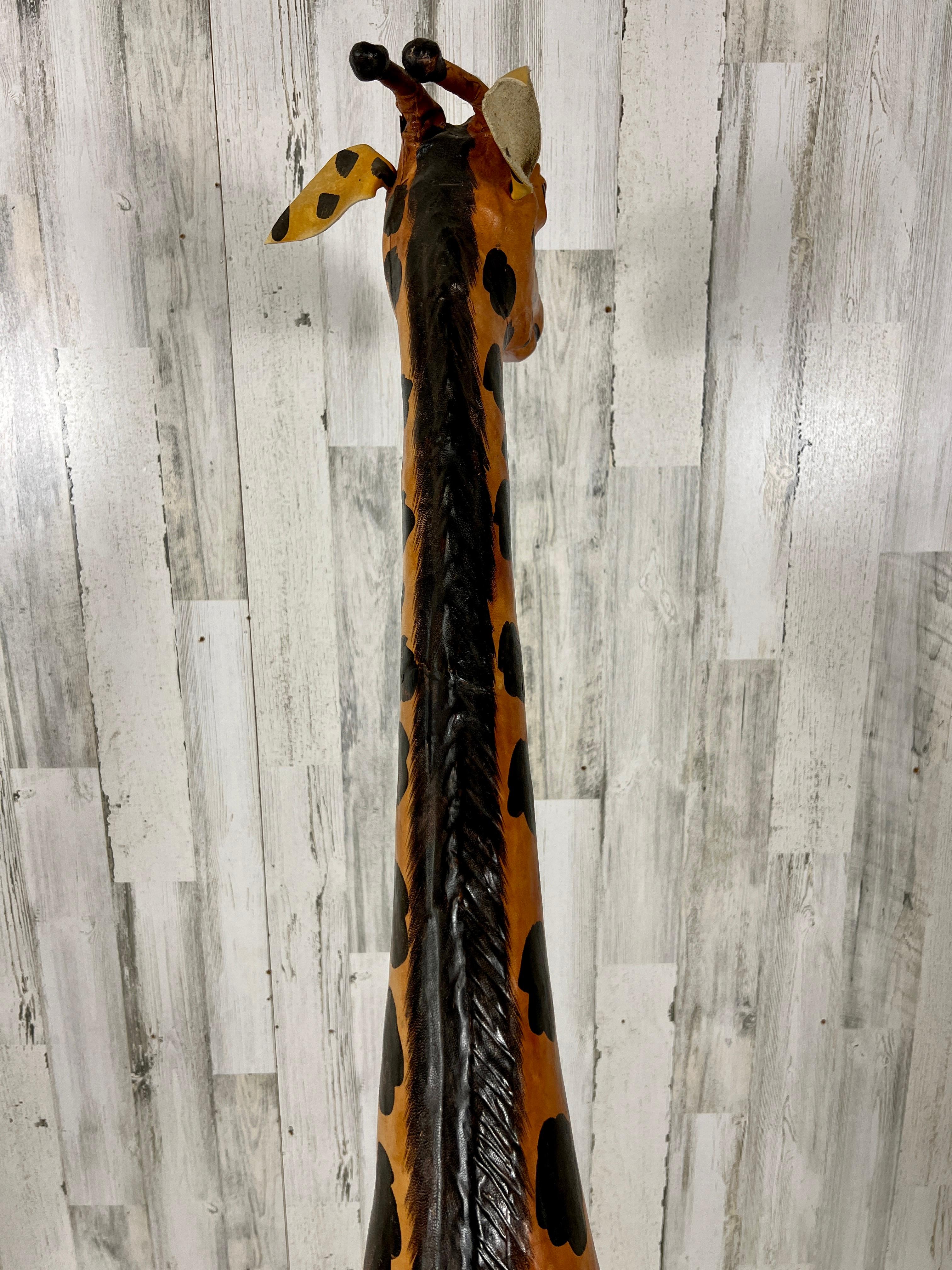 Large Leather Wrapped Hand Painted Giraffe Sculpture  For Sale 8