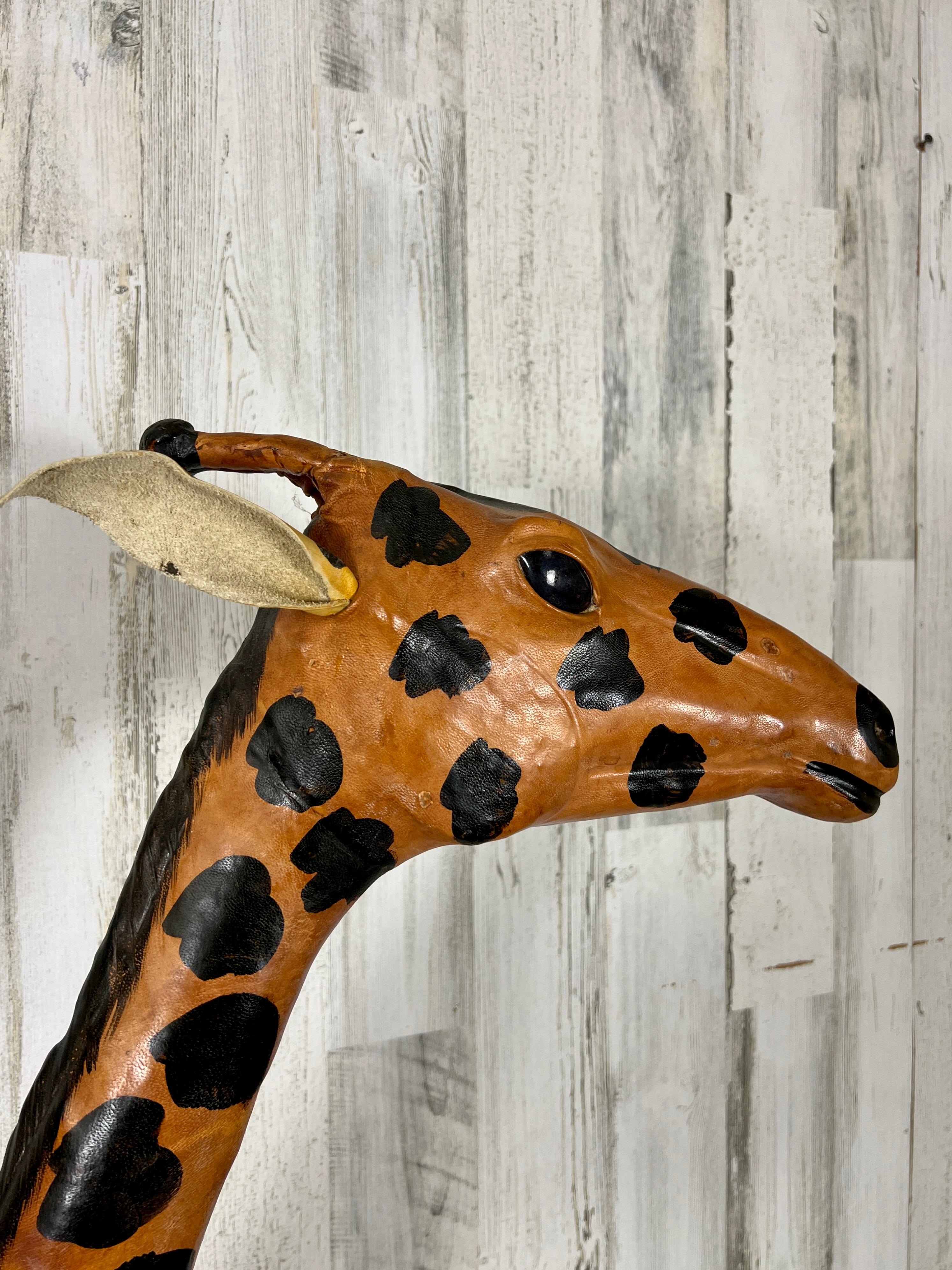 Large Leather Wrapped Hand Painted Giraffe Sculpture  For Sale 10