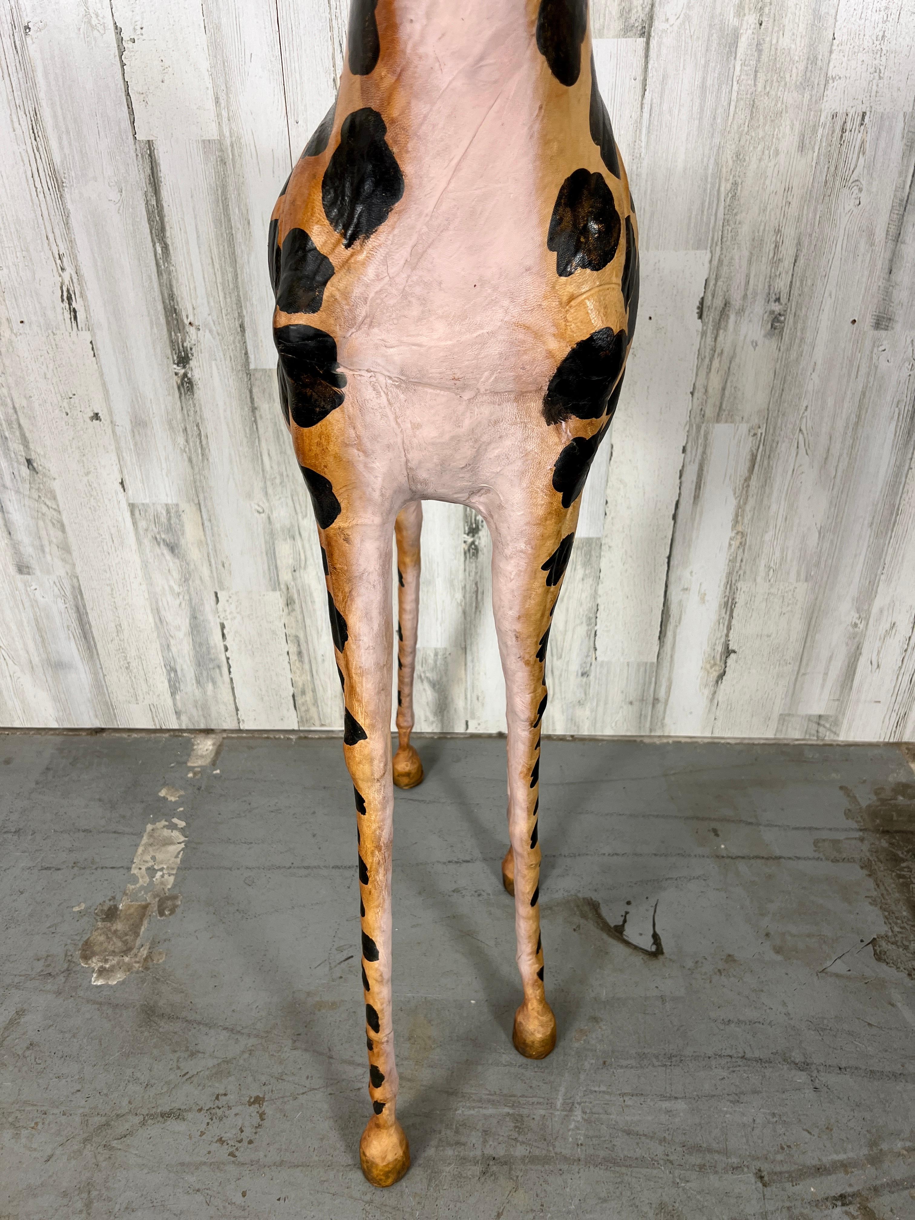 Large Leather Wrapped Hand Painted Giraffe Sculpture  For Sale 11