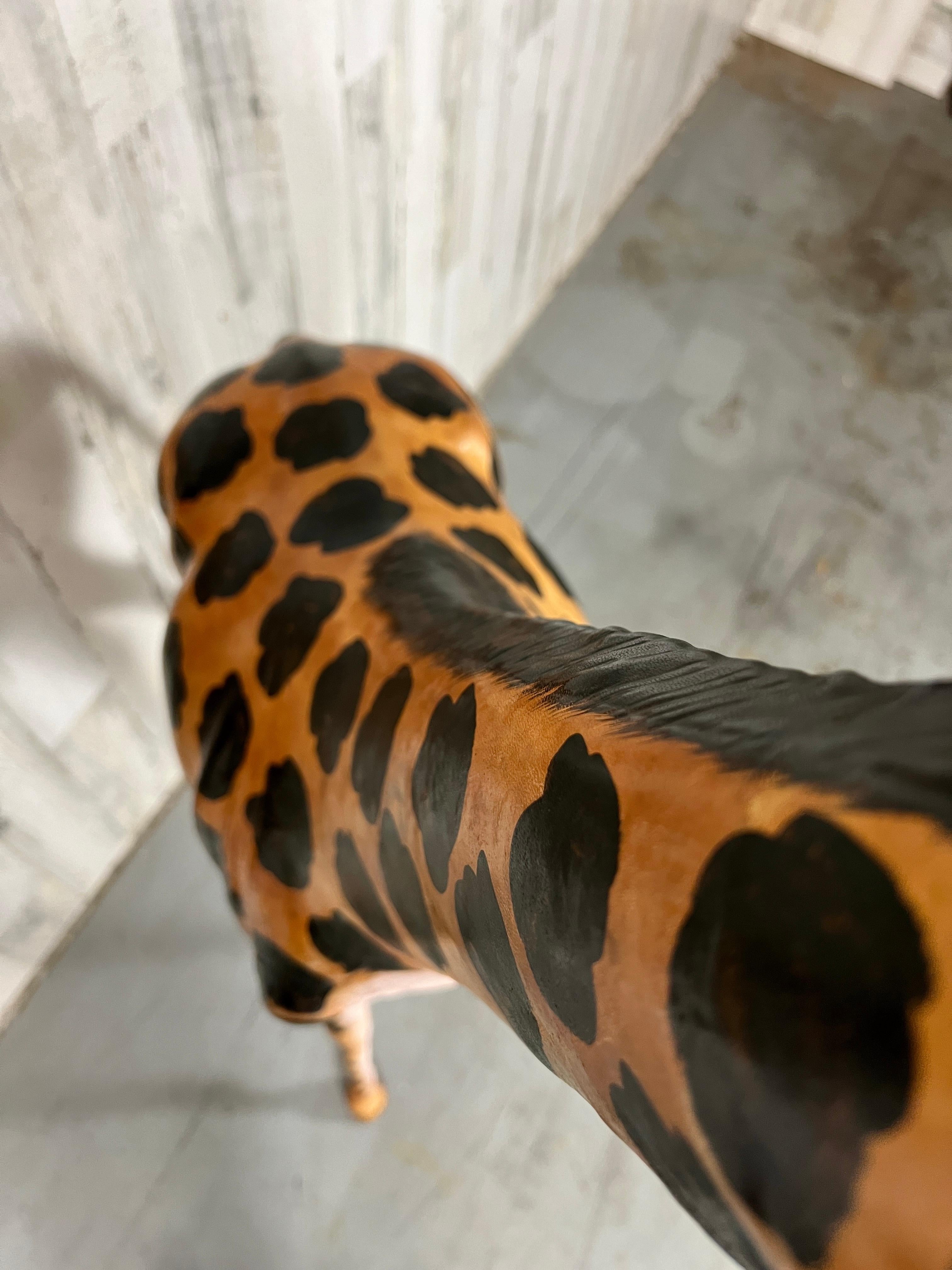 Large Leather Wrapped Hand Painted Giraffe Sculpture  For Sale 1
