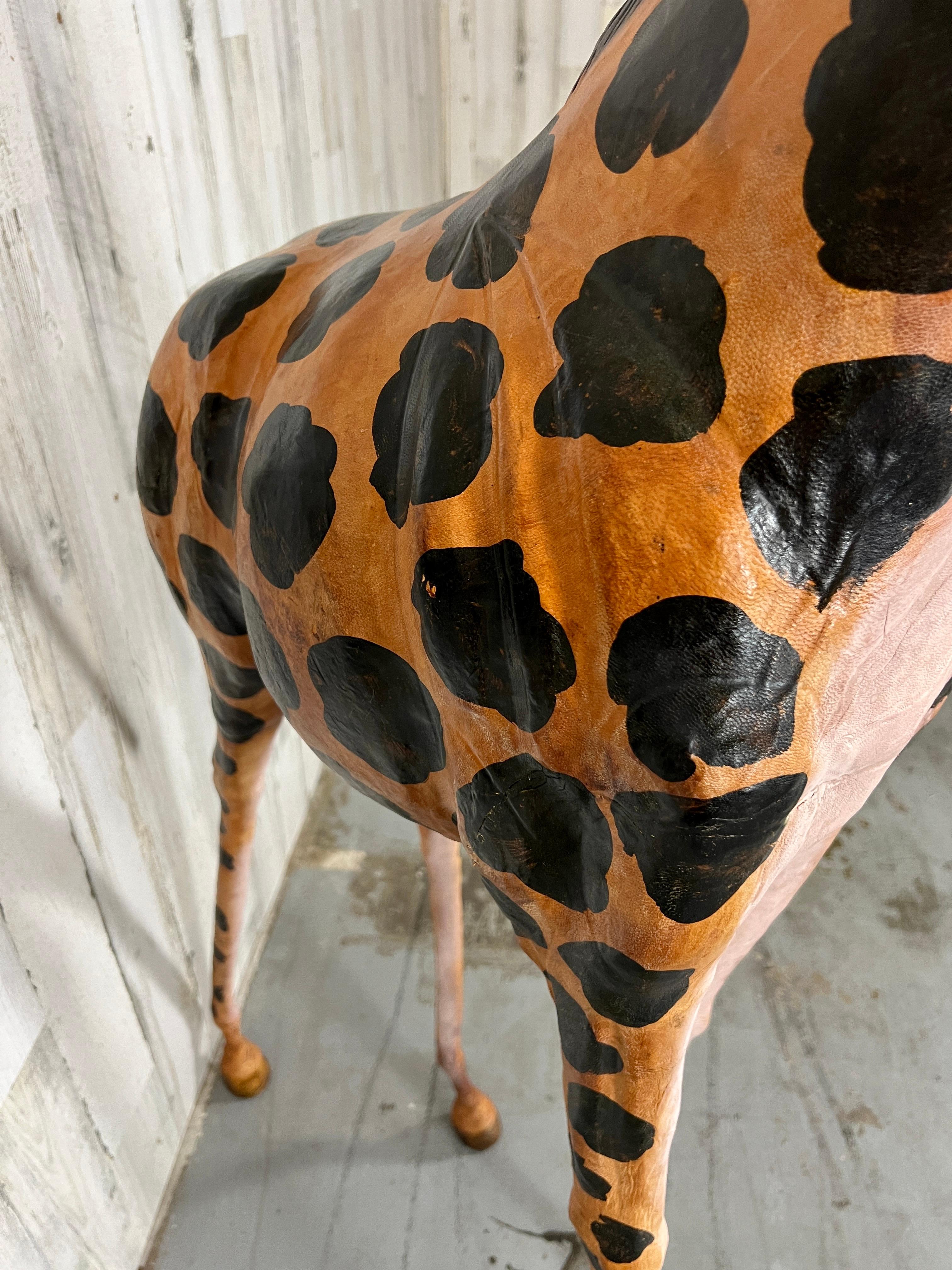 Large Leather Wrapped Hand Painted Giraffe Sculpture  For Sale 2