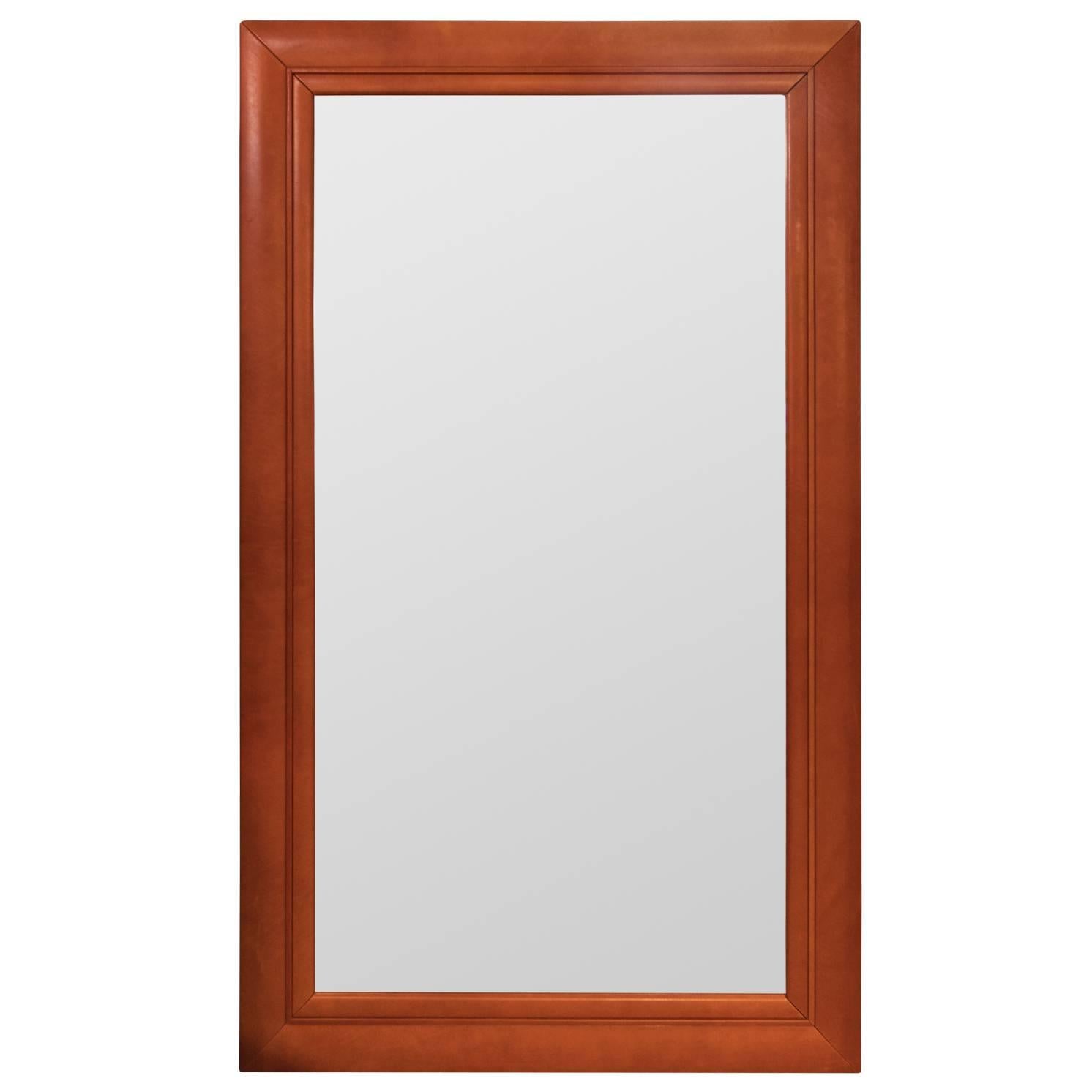 Large Leather Wrapped Mirror