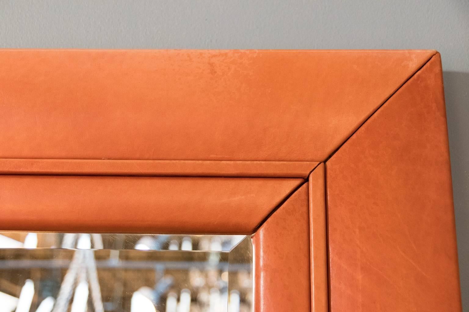 leather wrapped mirror frame