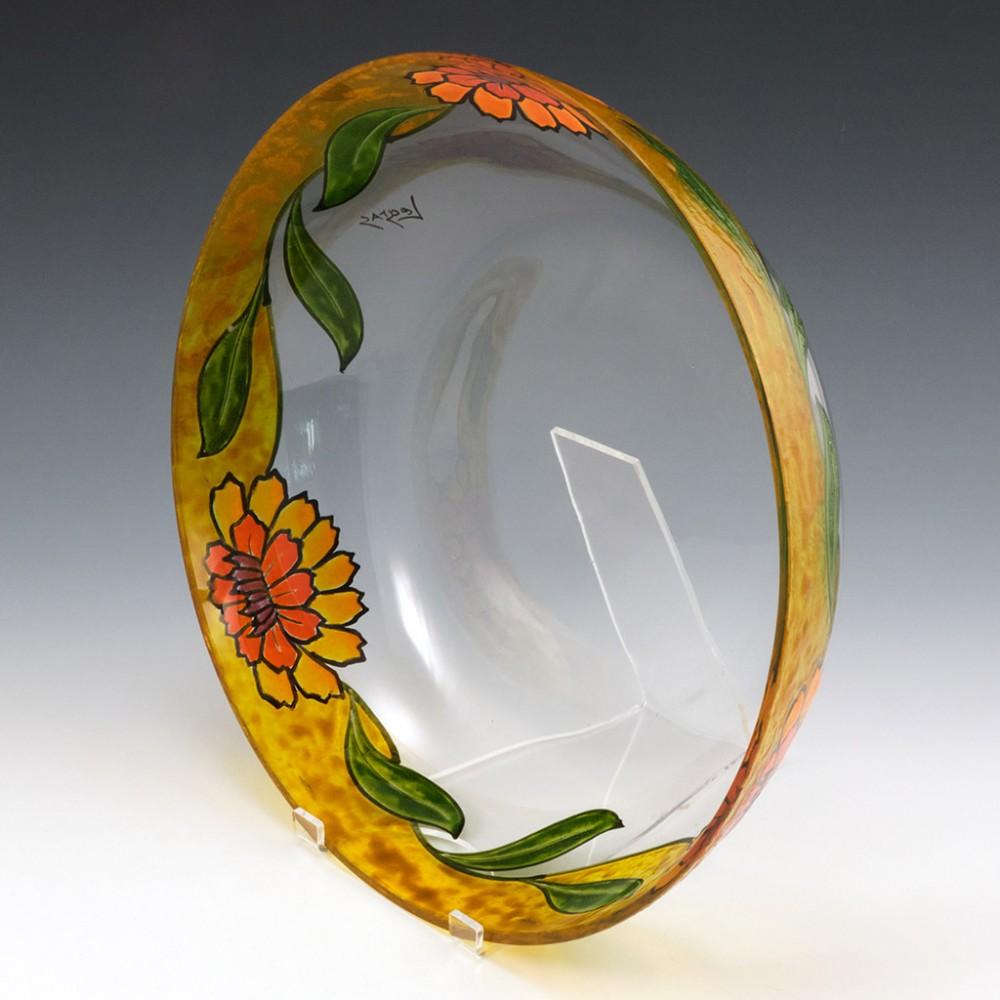 Glass Large Legras Enamelled Bowl, c1925 For Sale