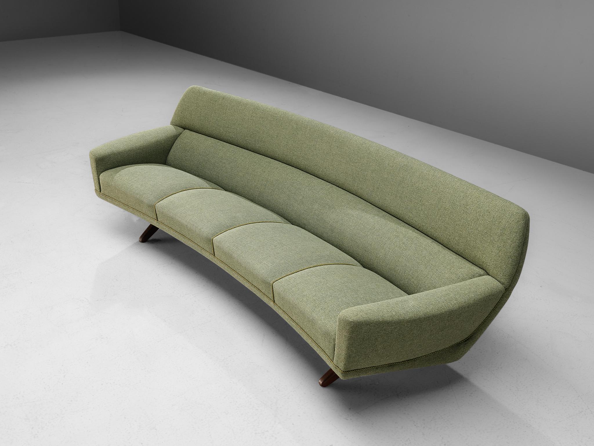 Scandinavian Modern Large Leif Hansen for Kronen Mobelfabrik Curved Sofa
