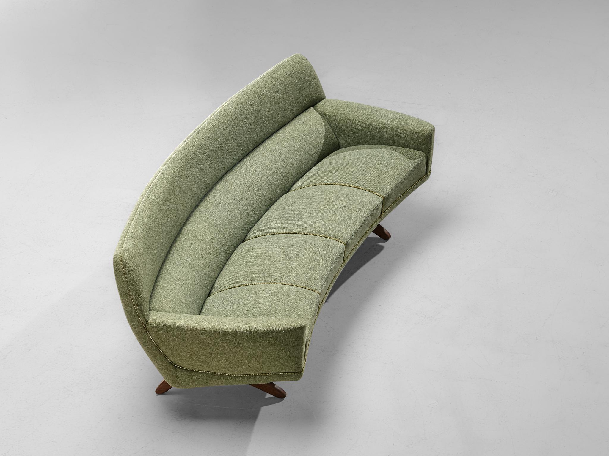 Mid-20th Century Large Leif Hansen for Kronen Mobelfabrik Curved Sofa