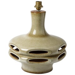 Grande lampada da tavolo in ceramica grigia Leight del metà del secolo scorso, circa 1970 Design