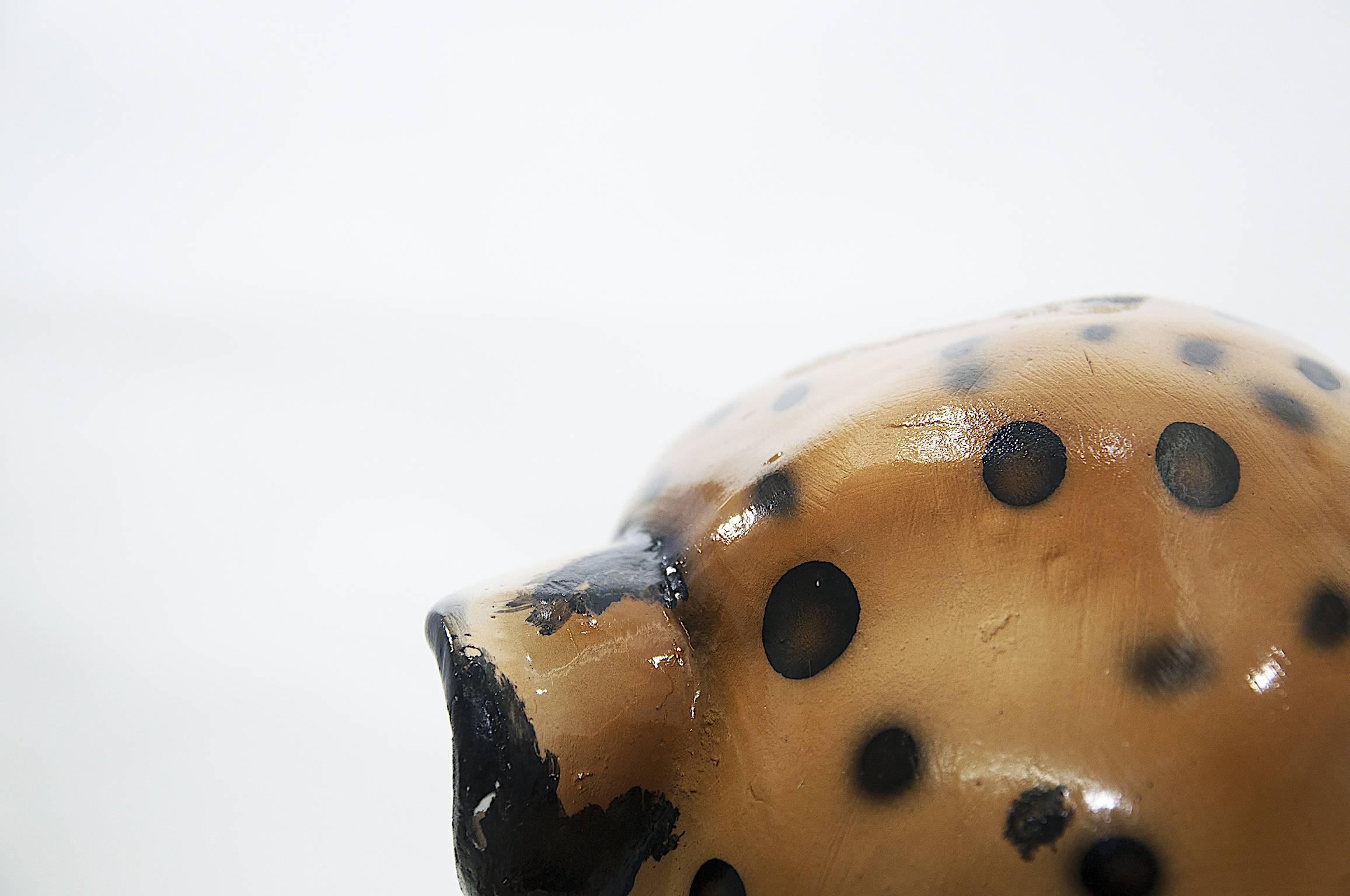 Large Leopard Italian Ceramic Sculpture from the 1950s with Hand-Painted Details In Good Condition In Auribeau sur Siagne, FR