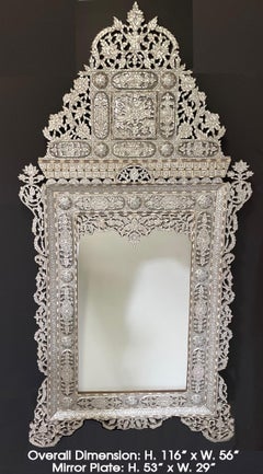Large Levantine Mother of Pearl Inlaid Mirror, Late 19th/Early 20th Century
