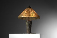 large liberty table lamp in patinated bronze with tiffany-style