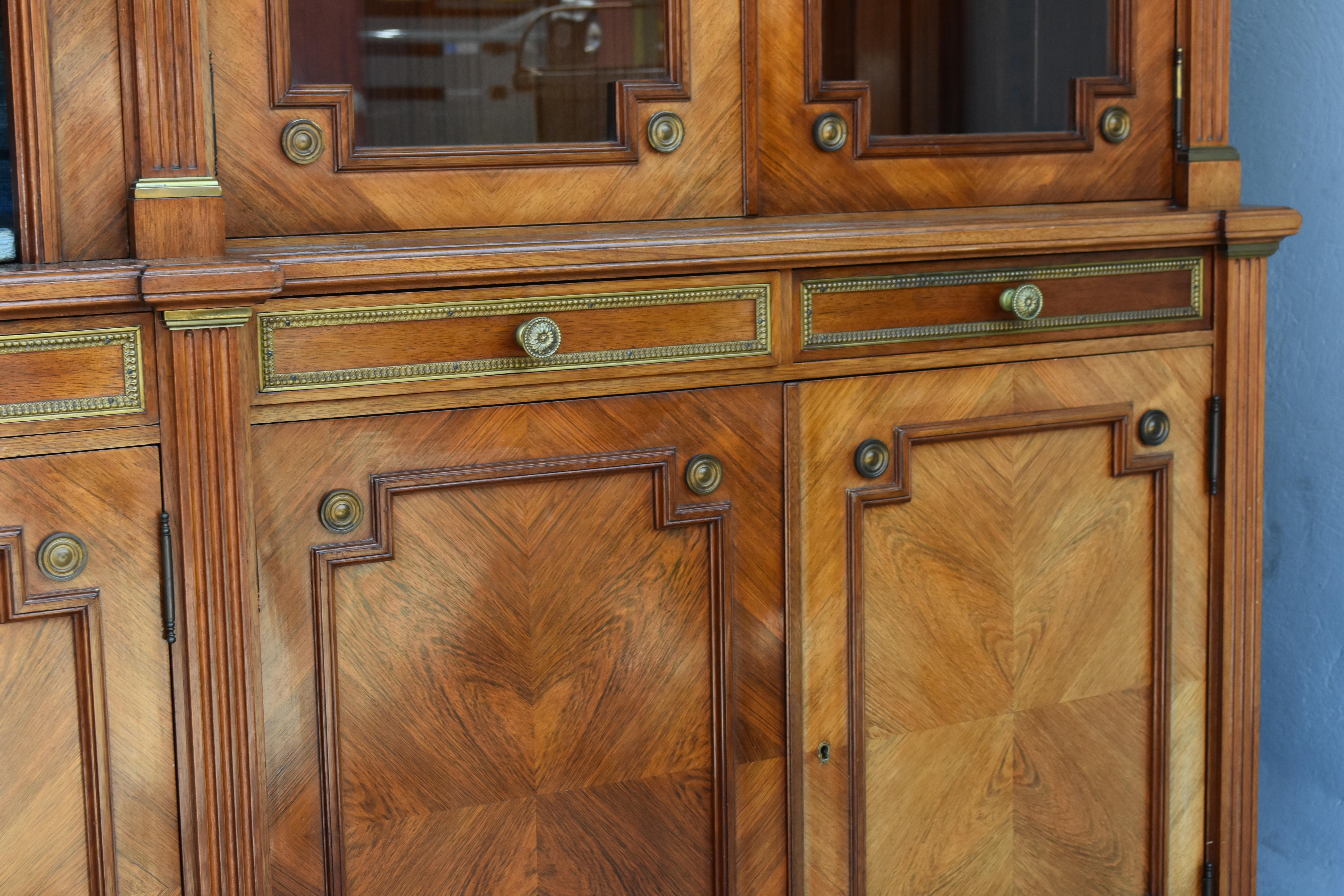 Large Library Bookcase of Louis XVI Style Mahogany and Bronze, circa 1900 12