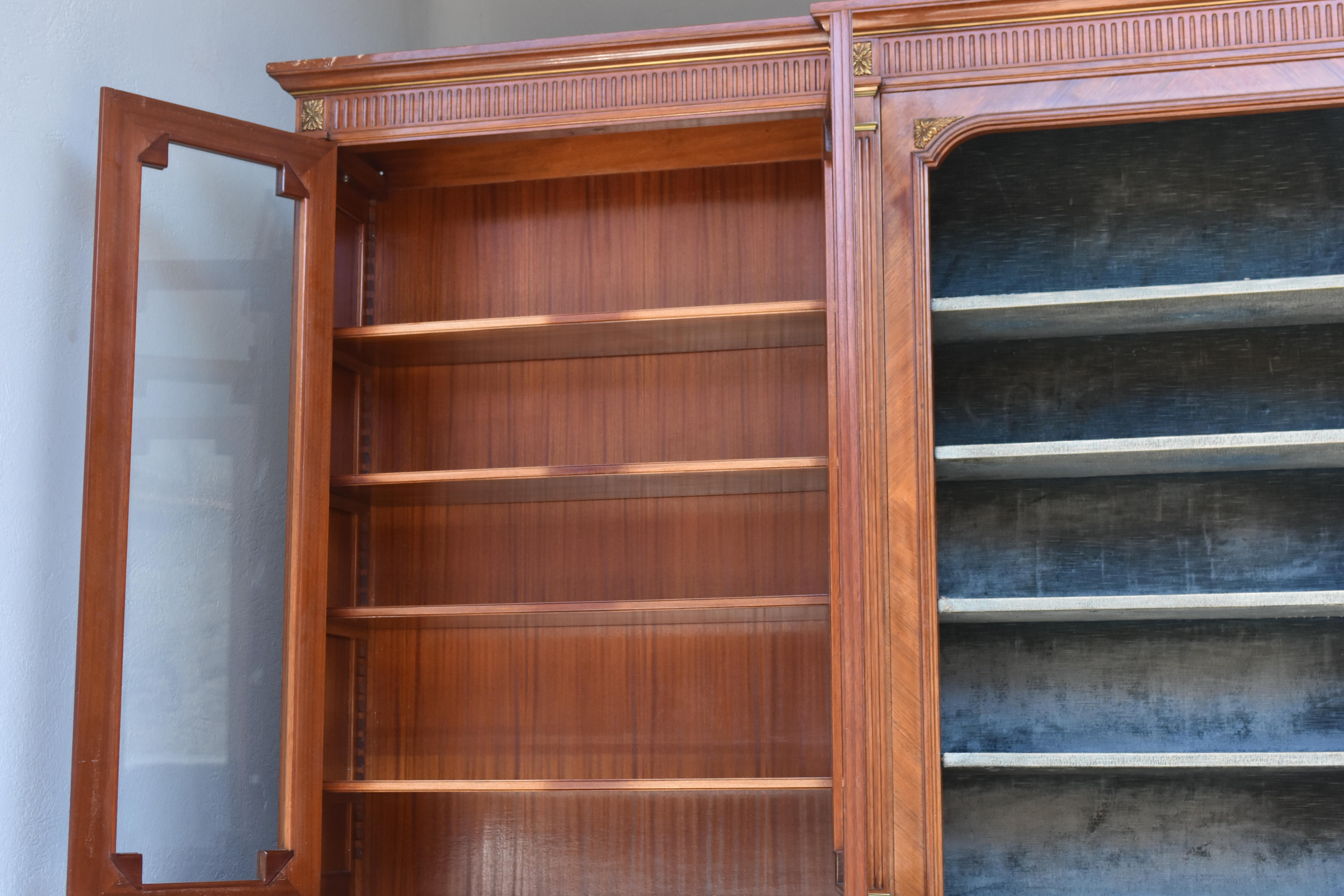 Large Library Bookcase of Louis XVI Style Mahogany and Bronze, circa 1900 1