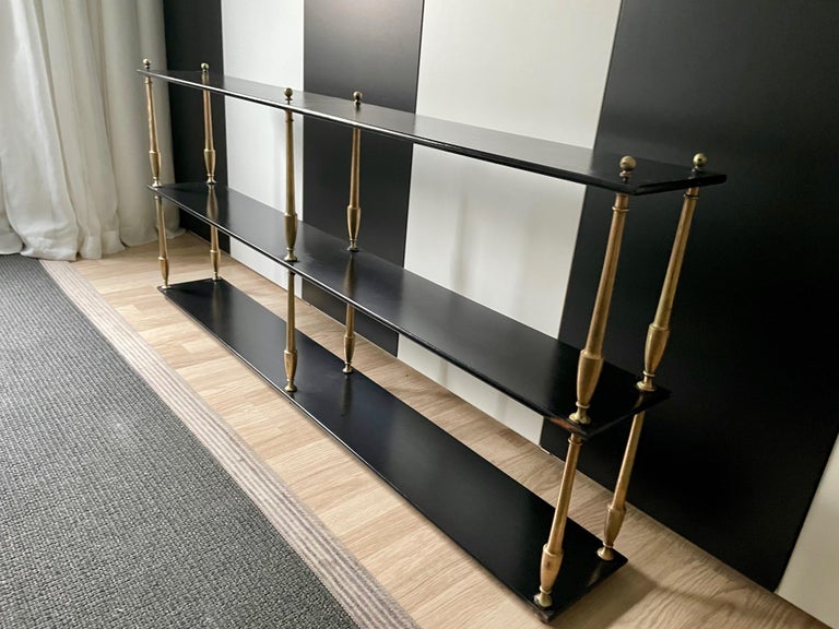 Library Display Bookcase Large Library Bookcase or Black Lacquer Three Shelves Display, France ...