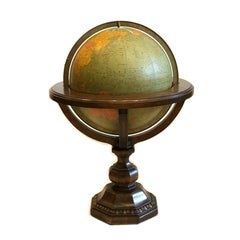 Large Library Globe on Wooden Stand, circa 1950s