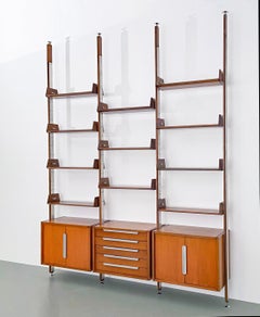 Large Library / Roomdivider in Teak and Metal, Italy, 1960's