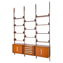 Large Library / Roomdivider in Teak and Metal, Italy, 1960's