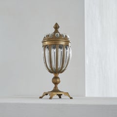 Large Lidded Apothecary Jar in Brass and Glass
