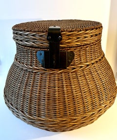 Large Lidded Hand Woven Basket '