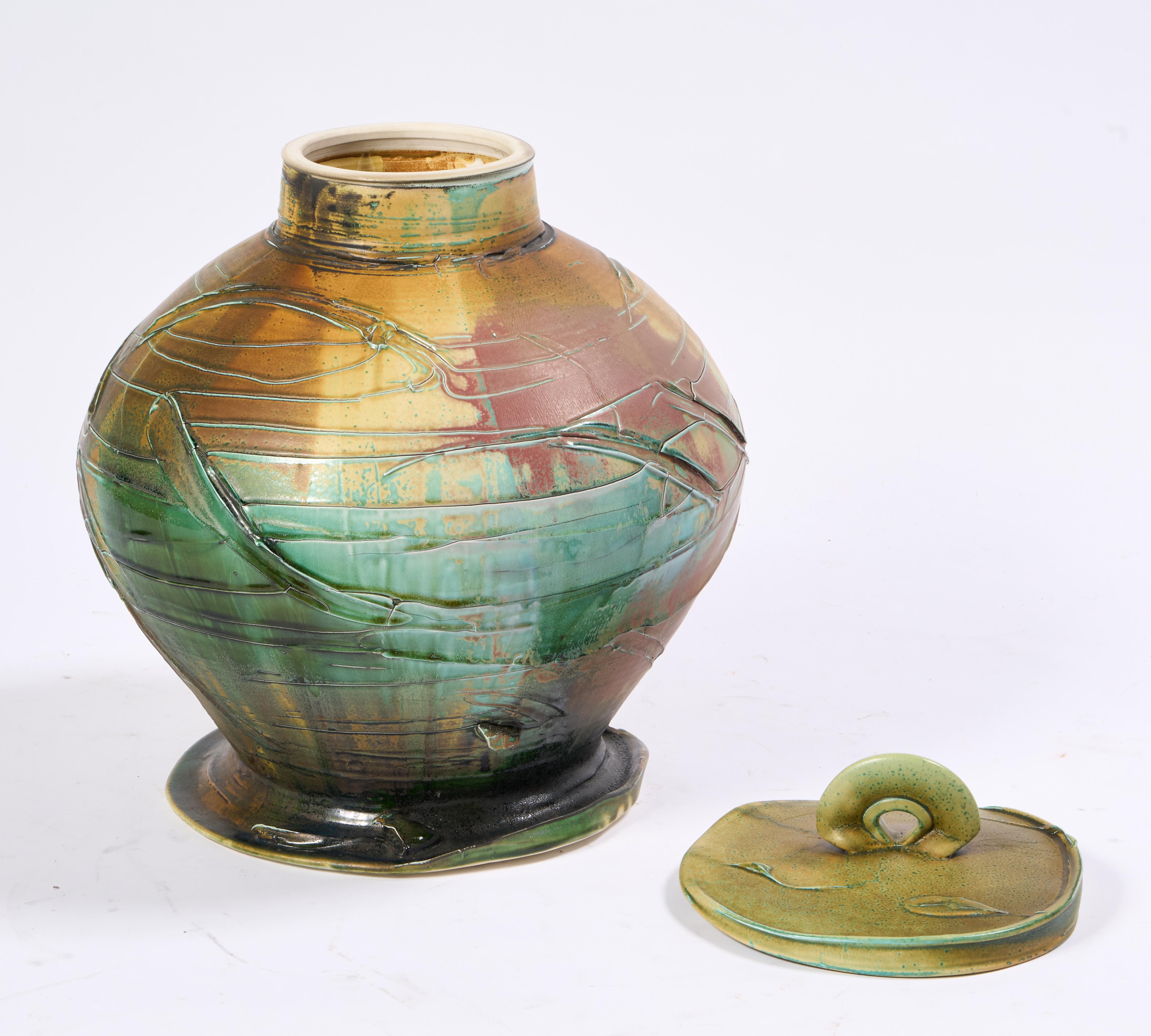 Large Lidded Pottery Vessel by Noted Ceramicist Chris Staley For Sale 4