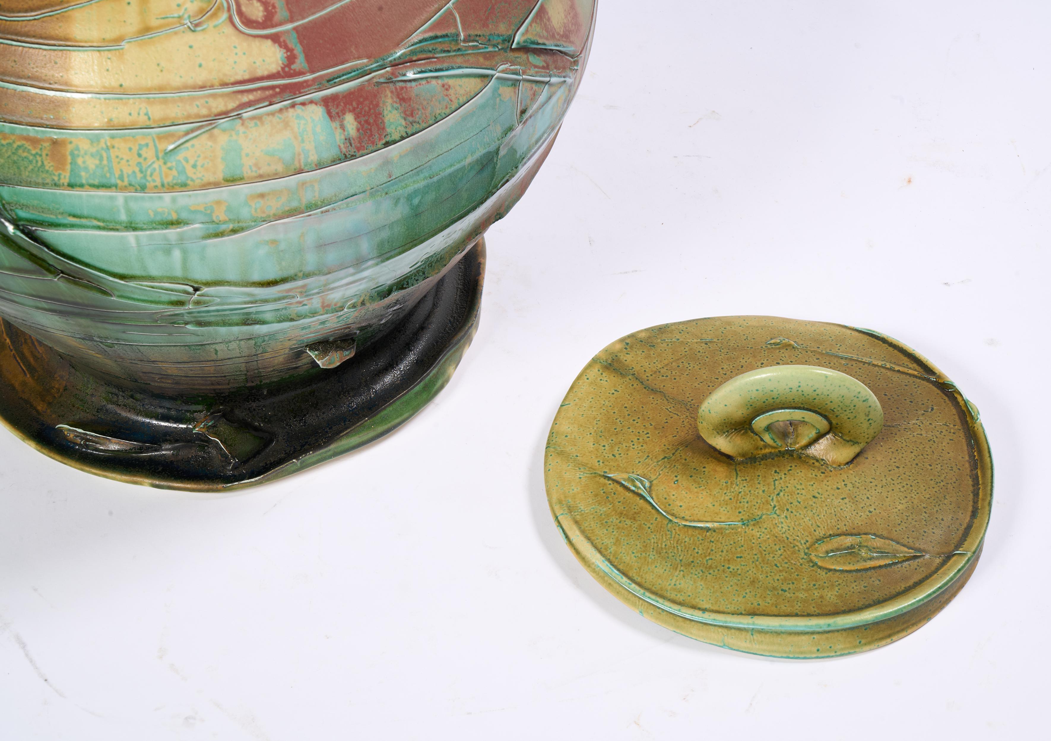 Large Lidded Pottery Vessel by Noted Ceramicist Chris Staley For Sale 5