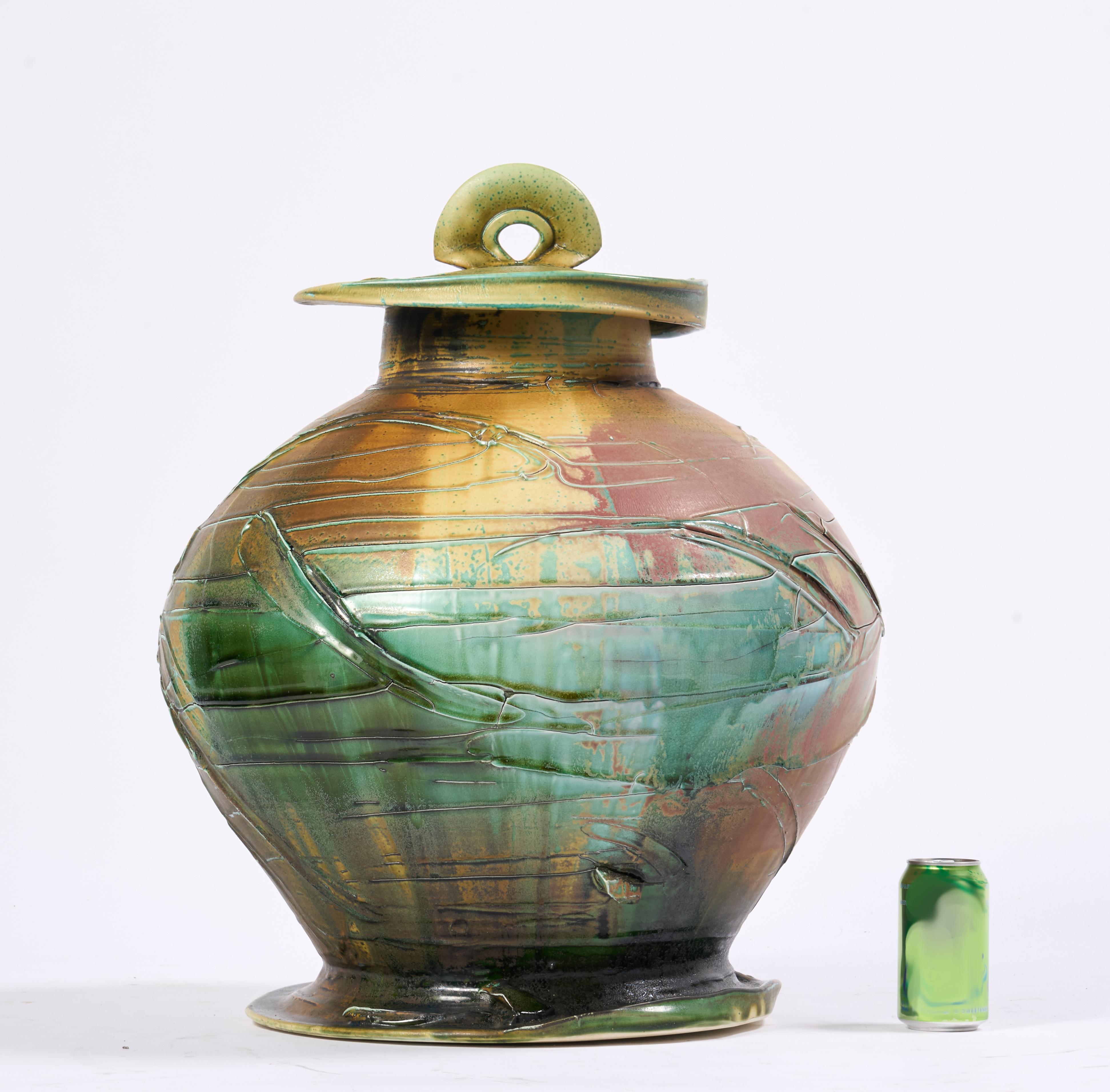 Large Lidded Pottery Vessel by Noted Ceramicist Chris Staley For Sale 2