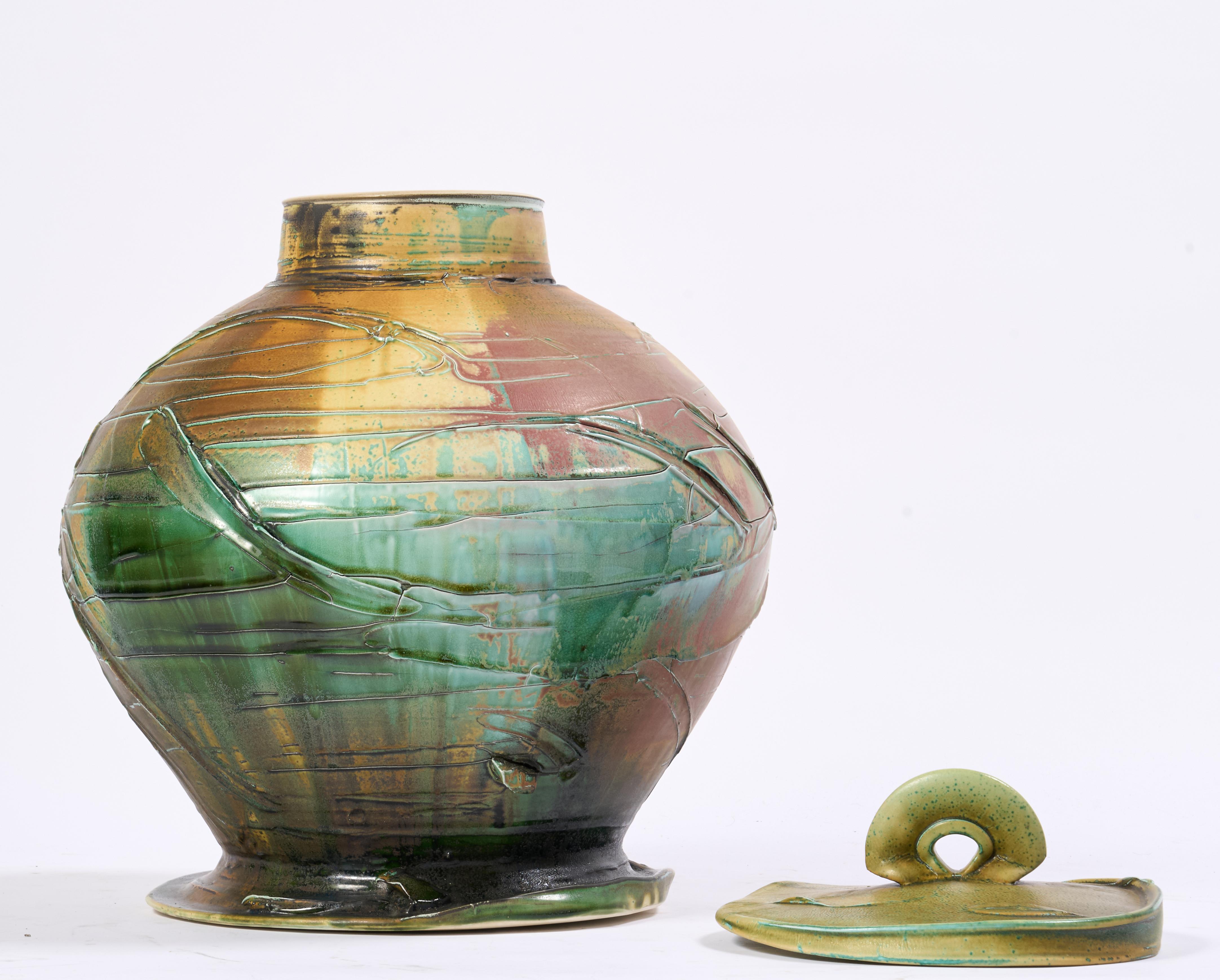 Large Lidded Pottery Vessel by Noted Ceramicist Chris Staley For Sale 3