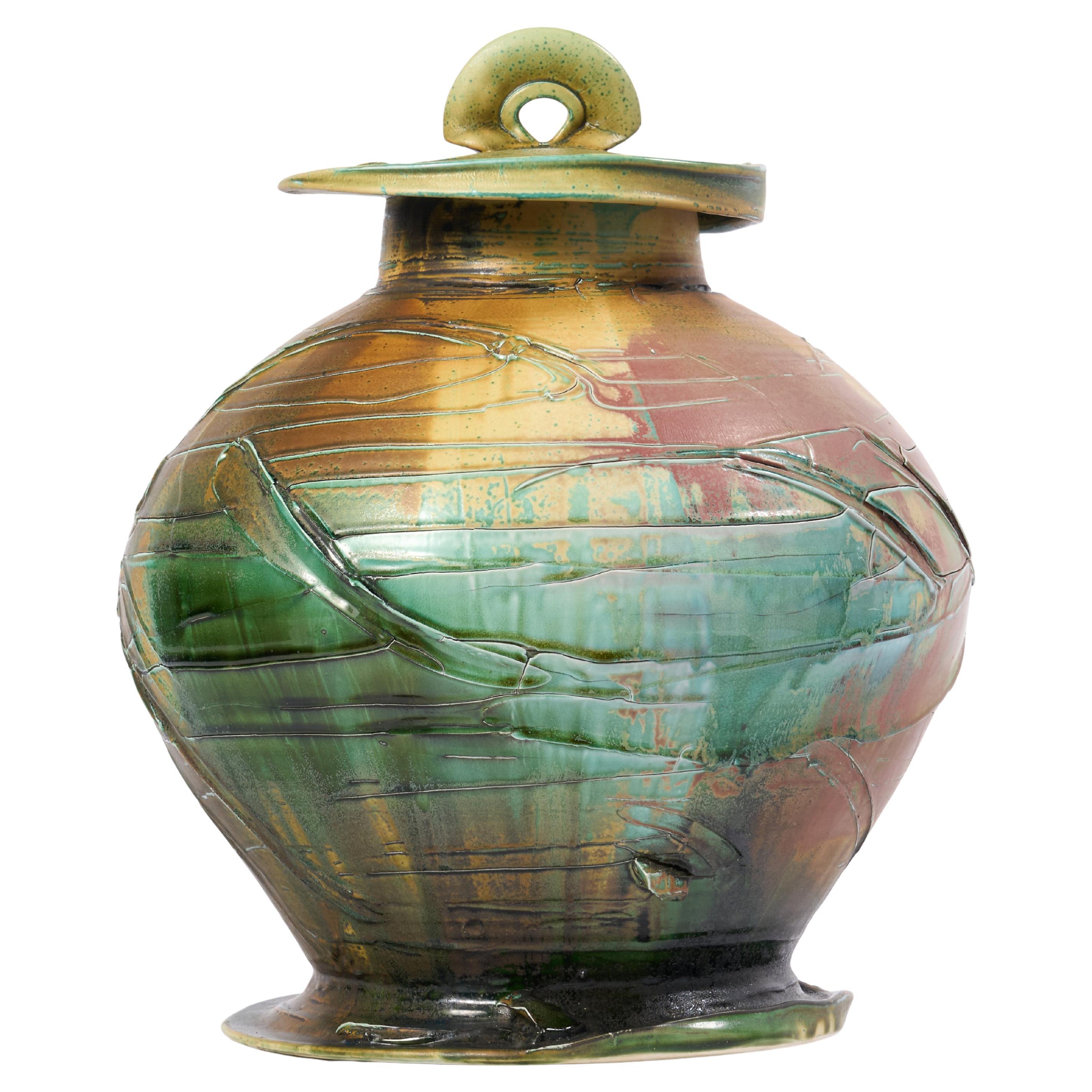 Large Lidded Pottery Vessel by Noted Ceramicist Chris Staley