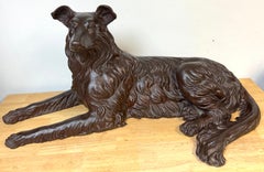 Large Life-Size Bronze Reclining Deerhound / Borzoi-Type Sculpture, 20th C Italy