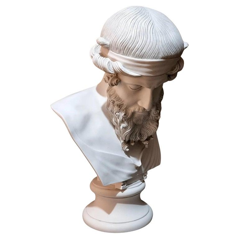 This magnificent life-size bust of Plato, the ancient Greek philosopher, captures the intellectual gravitas and wisdom of one of history’s greatest thinkers. Sculpted with meticulous attention to detail, the bust features Plato’s iconic beard,