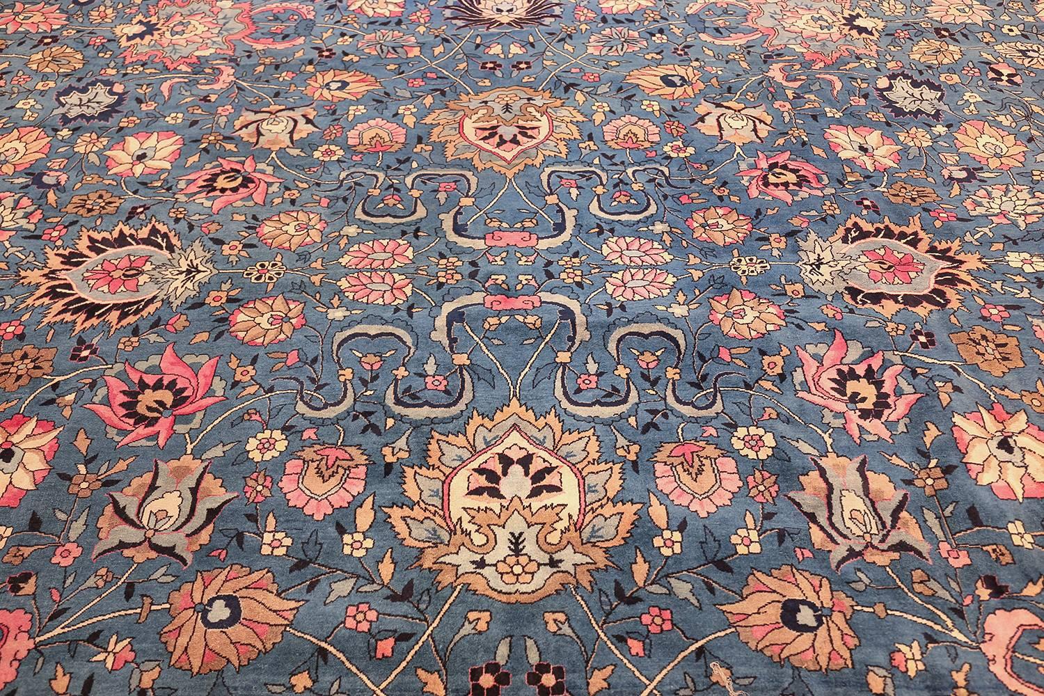 Large Light Blue Antique Indian Agra Rug 4