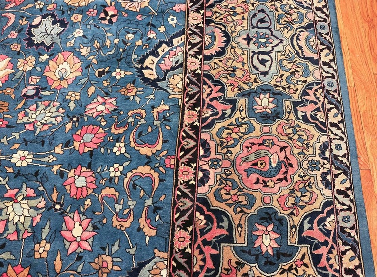 Large Light Blue Antique Indian Agra Rug at 1stdibs