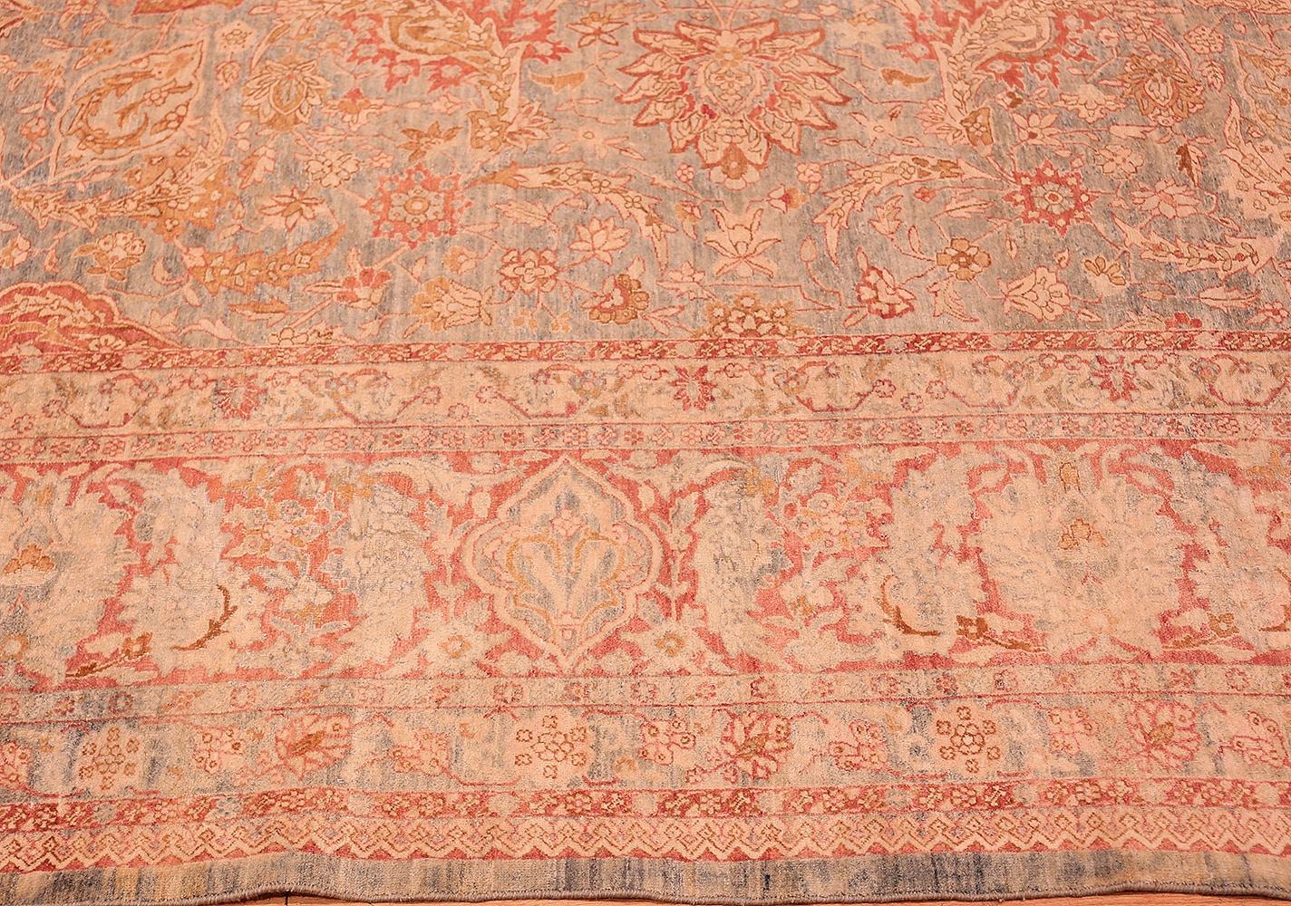 Beautiful blue color antique Persian Kerman carpet, country of origin: Persia, date circa 1900. Size: 12 ft 10 in x 19 ft 7 in (3.91 m x 5.97 m). 

