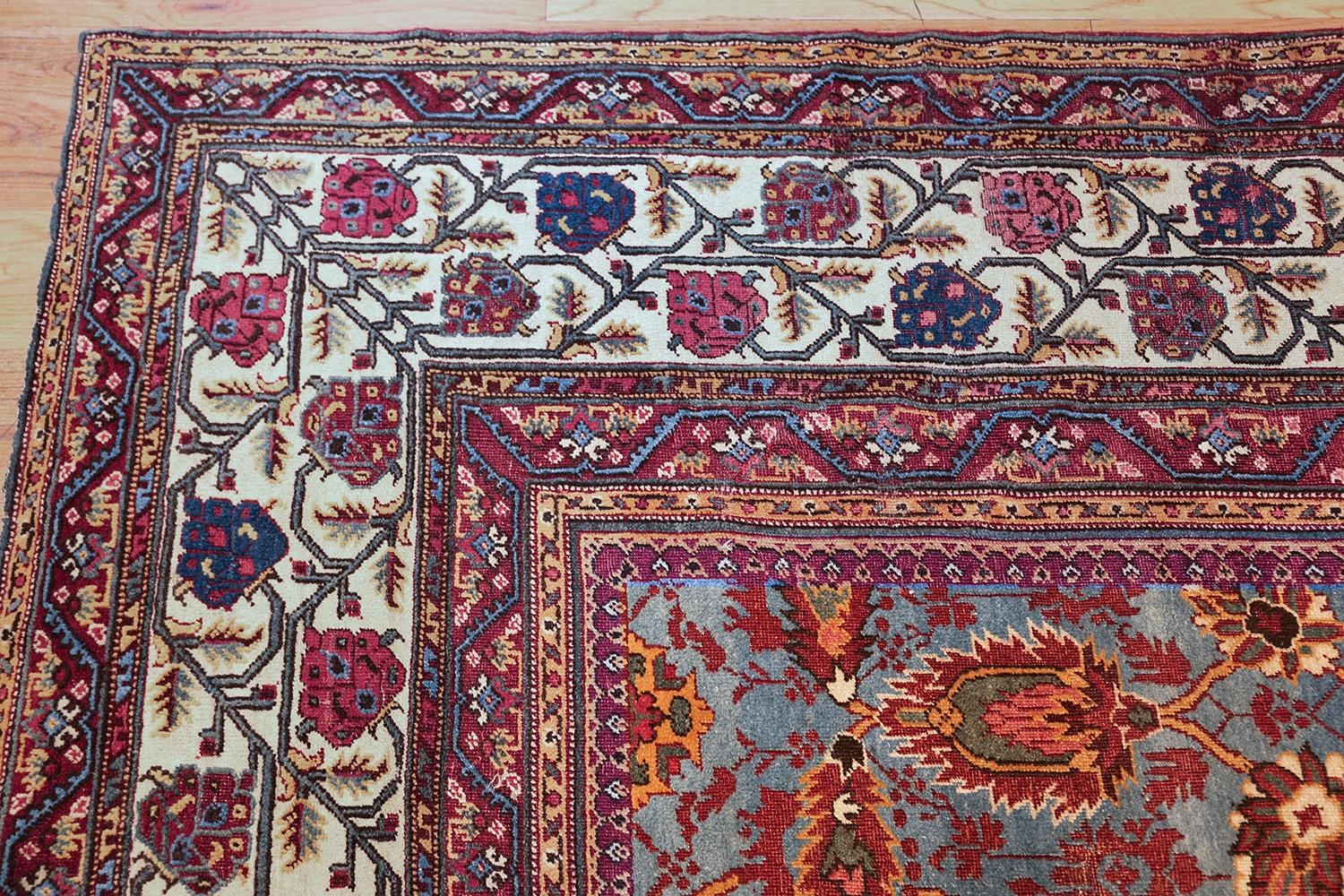 Large Light Blue Background Antique Indian Agra Rug. Size: 13 ft x 18 ft 7 in  In Excellent Condition In New York, NY